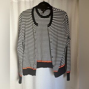 J.Crew Shell and Cardigan Stripped Twin Set